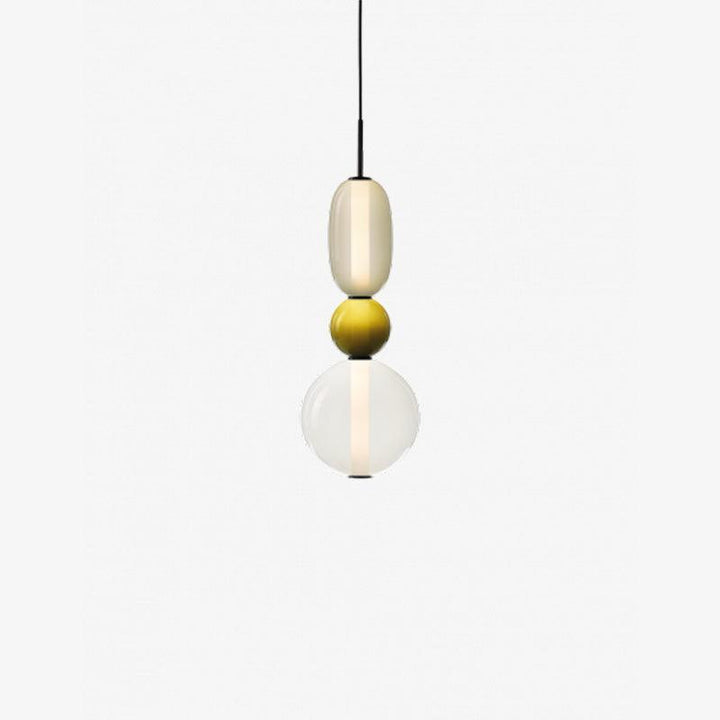 Suspension LED en verre, moderne, éclairage chaleureux pour salle à manger.