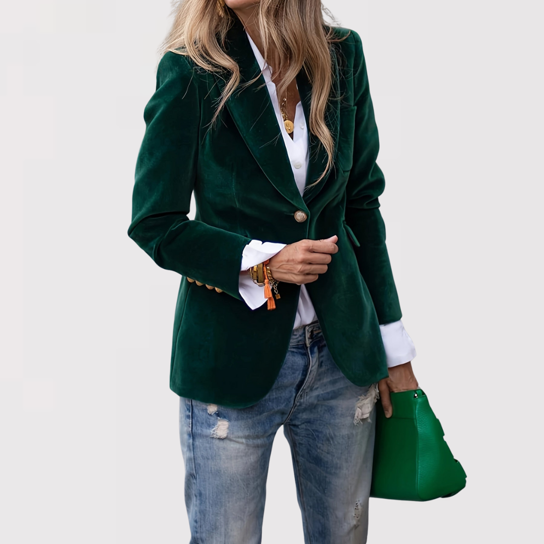 Veste femme élégante noire, style raffiné. Parfaite pour tenue de soirée ou look business chic. Sophistiquée et moderne.