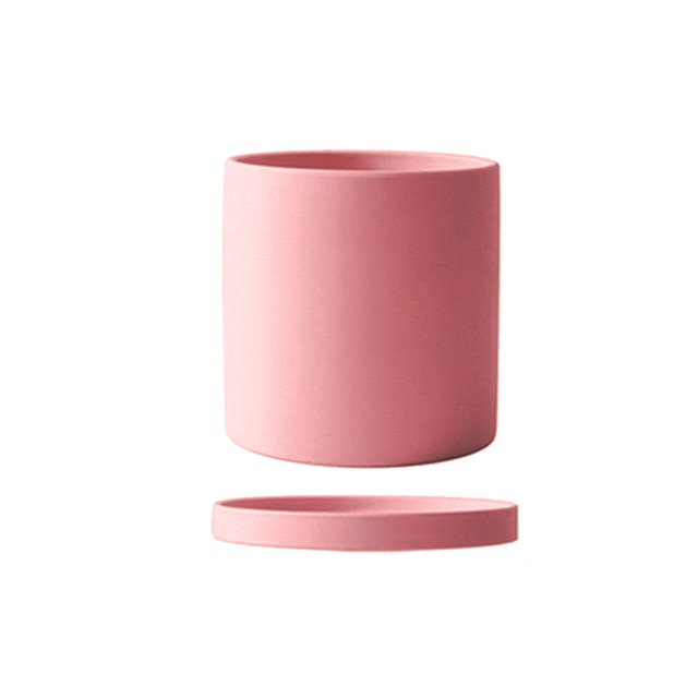 Pot de fleurs moderne avec soucoupe pour plantes d'intérieur, design élégant et chic.