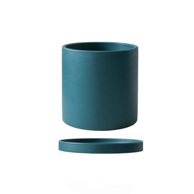 Pot de fleurs simple et élégant, design moderne avec soucoupe pour une décoration intérieure chic.
