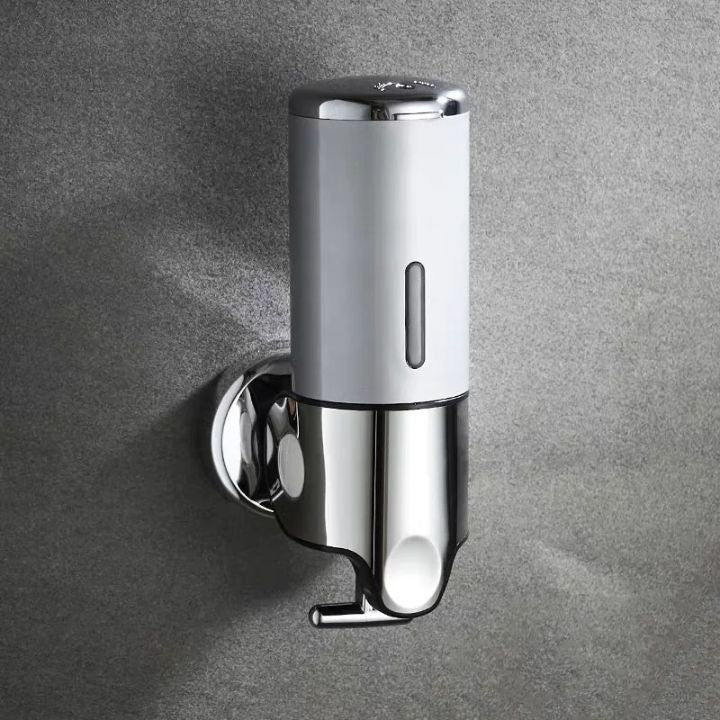 Accessoire mural design : distributeur de savon hygiénique pour douche et cuisine.