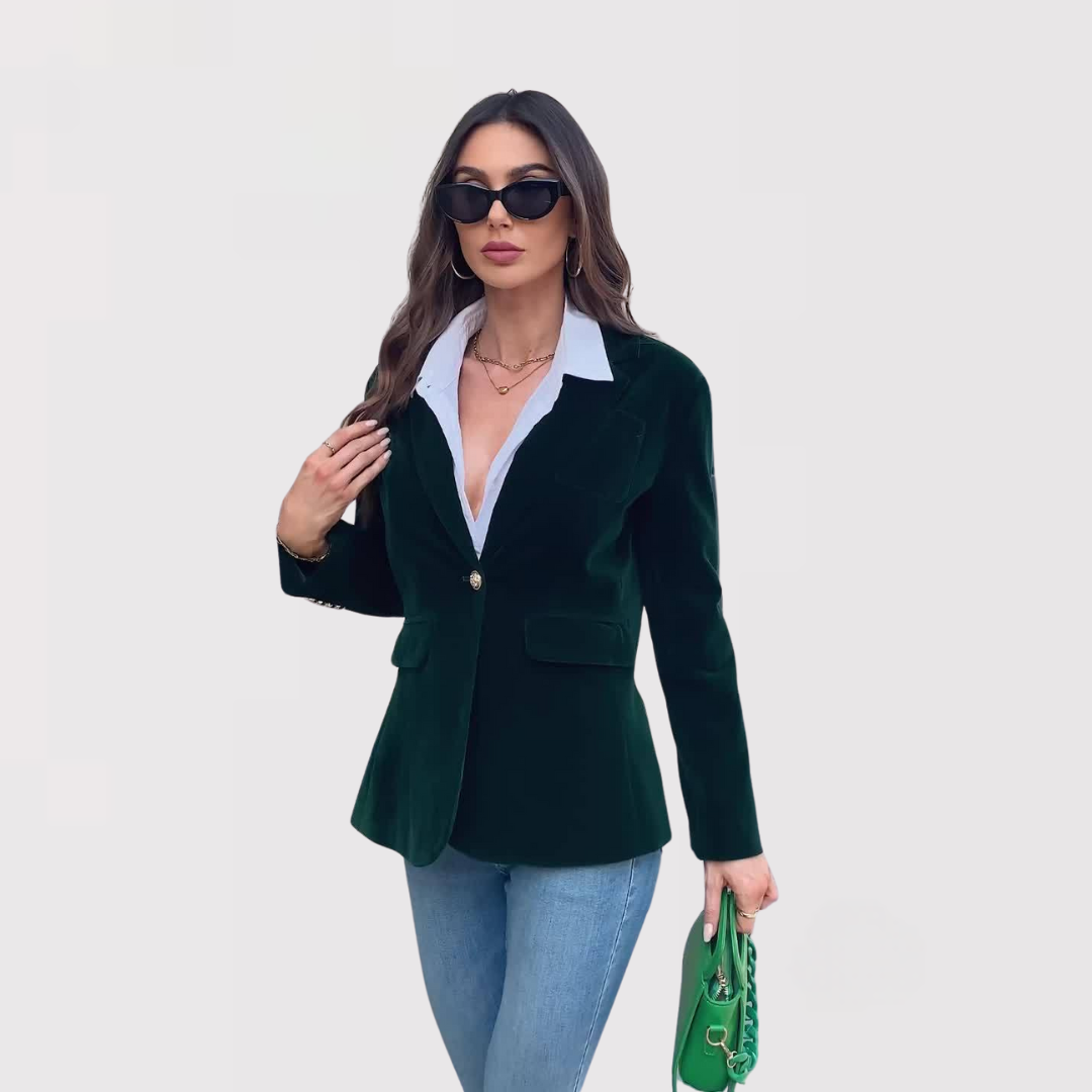Veste femme sophistiquée, parfaite pour un look business chic, une tenue de soirée ou un événement élégant.