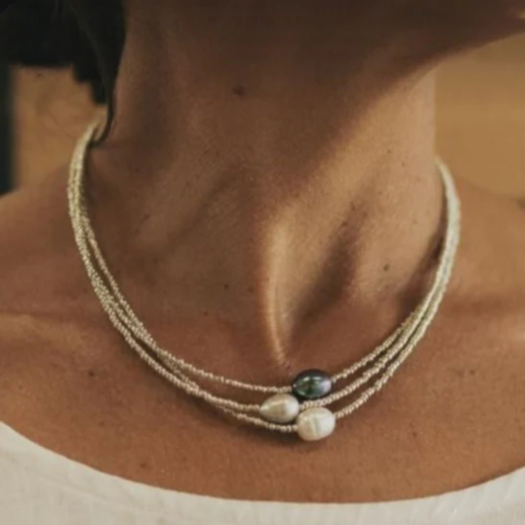 Collier de perles vintage élégant pour femmes, bijou intemporel et chic, accessoire mode.