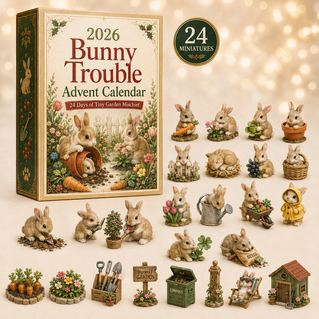 Calendrier de l'Avent Lapin 2026 pour Noël avec 24 surprises. Parfait pour le compte à rebours festif.