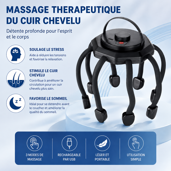 Masseur de cuir chevelu CalmWave pour tous. Appareil électronique pour bien-être et réduction du stress.