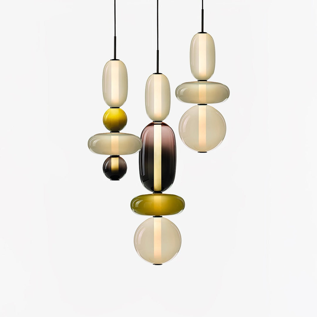 Suspension moderne en verre, éclairage LED pour salle à manger tendance.