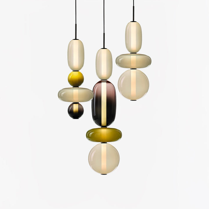 Suspension moderne en verre, éclairage LED pour salle à manger tendance.