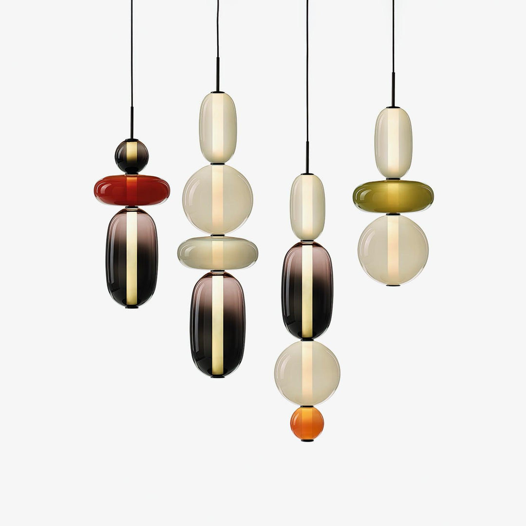 Suspension LED contemporaine en verre, décoration intérieure, lumière.
