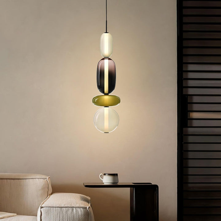 Suspension en verre sucré, luminaire LED décoratif pour cuisine actuelle.