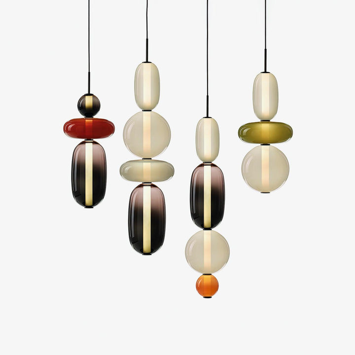 Suspension moderne en verre, éclairage LED, lumière ajustable pour cuisine.