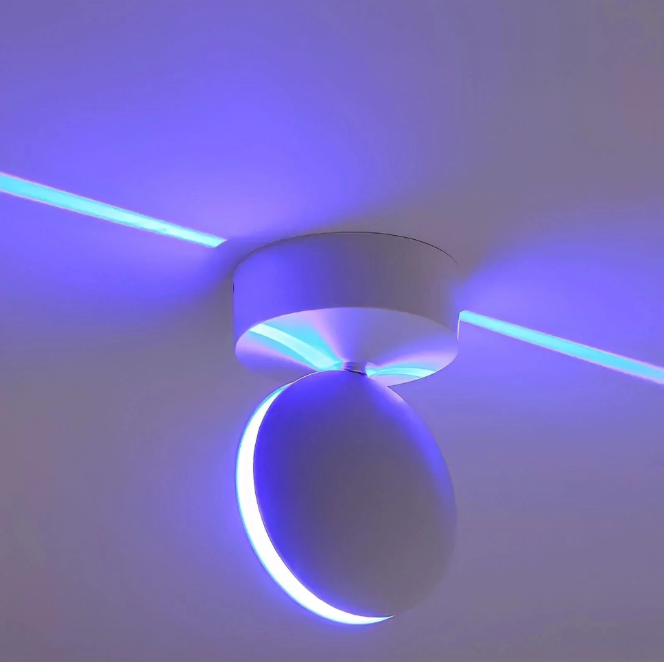 Éclairage intelligent Lumovibe, bande LED avec effets de projection 360° dynamiques pour une ambiance moderne.