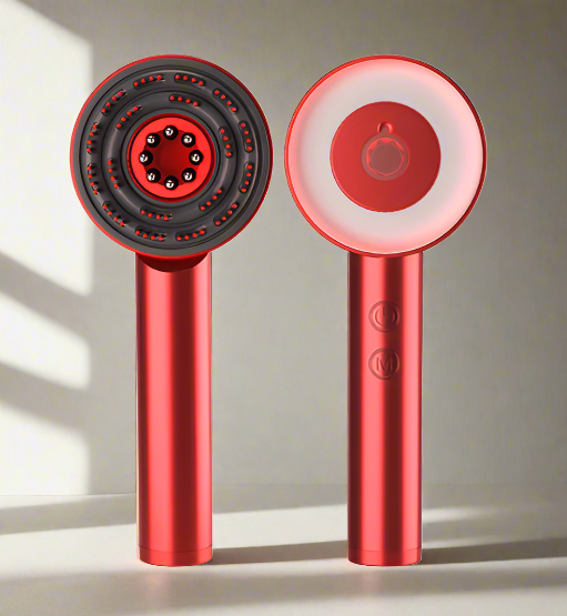 Peigne de massage du cuir chevelu innovant avec thérapie lumière rouge pour des cheveux plus forts.