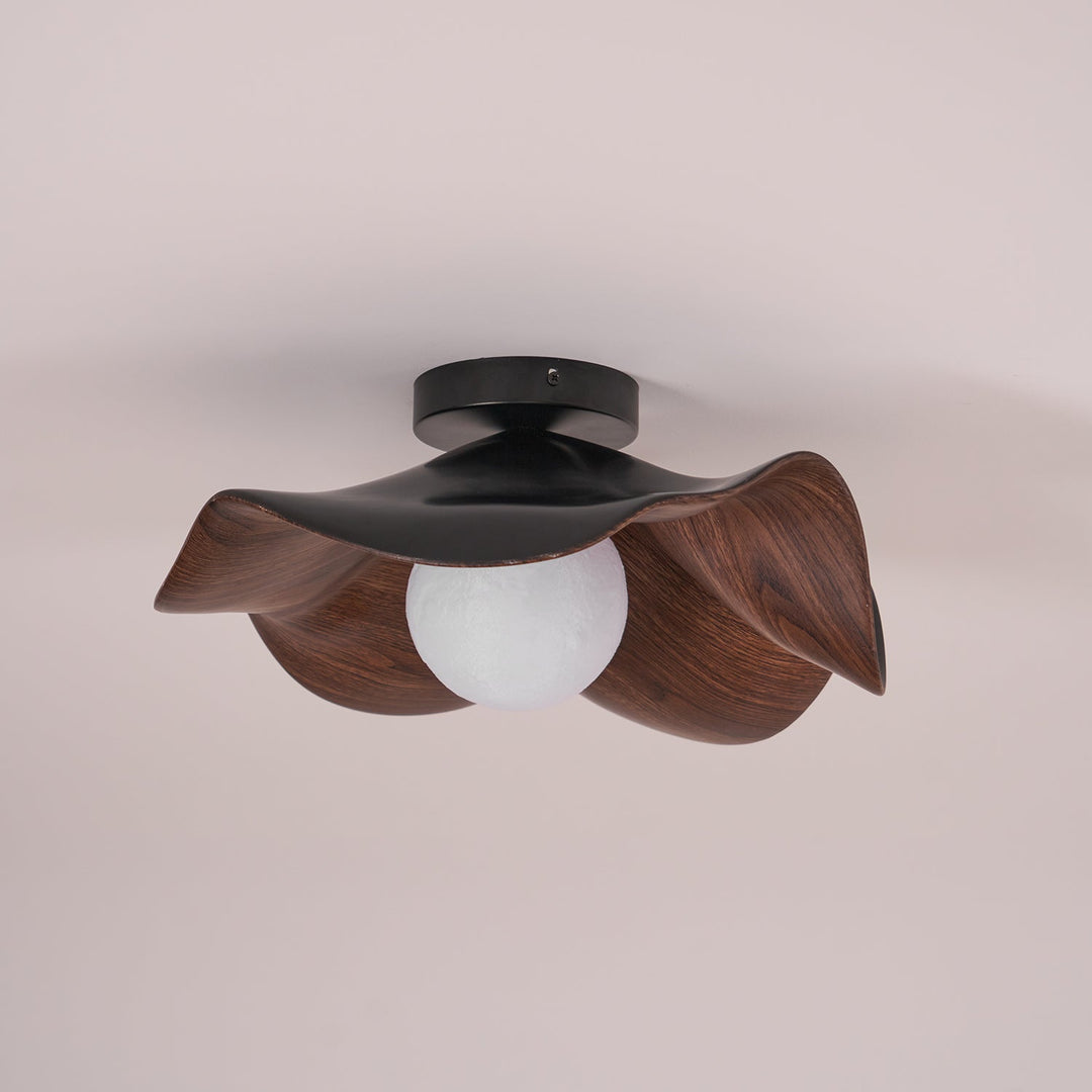 Plafonnier organique LED, lumière diffuse, élégance naturelle pour la cuisine.