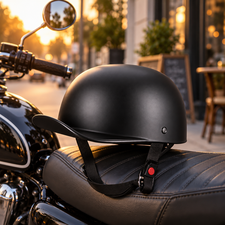 Casque urbain DOT unisexe, design casquette, léger et moderne, pour protection moto stylée.