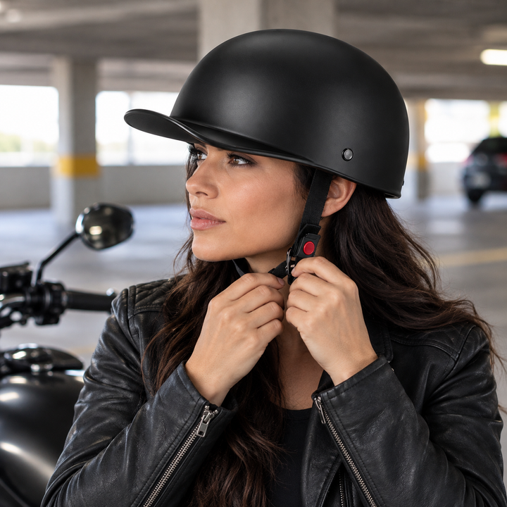 Équipement motard: casque ouvert DOT, style casquette léger, en ABS pour une protection maximale.