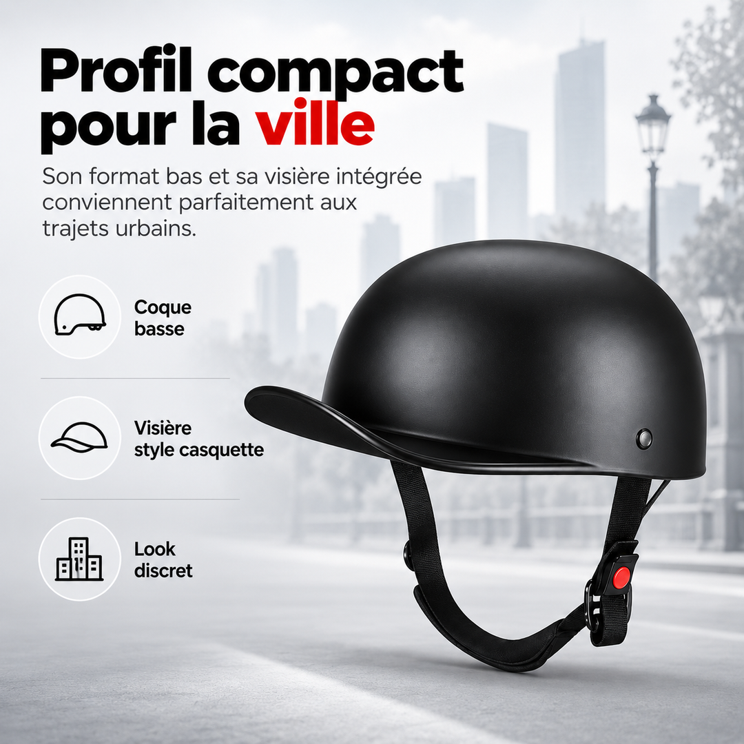 Accessoire indispensable: casque moto DOT unisexe, style casquette urbaine, en ABS léger.