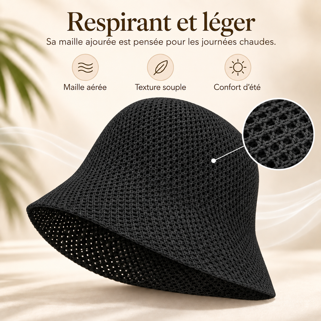 Chapeau bob femme pliable, protection UV. Parfait pour la plage, le soleil et l'été.