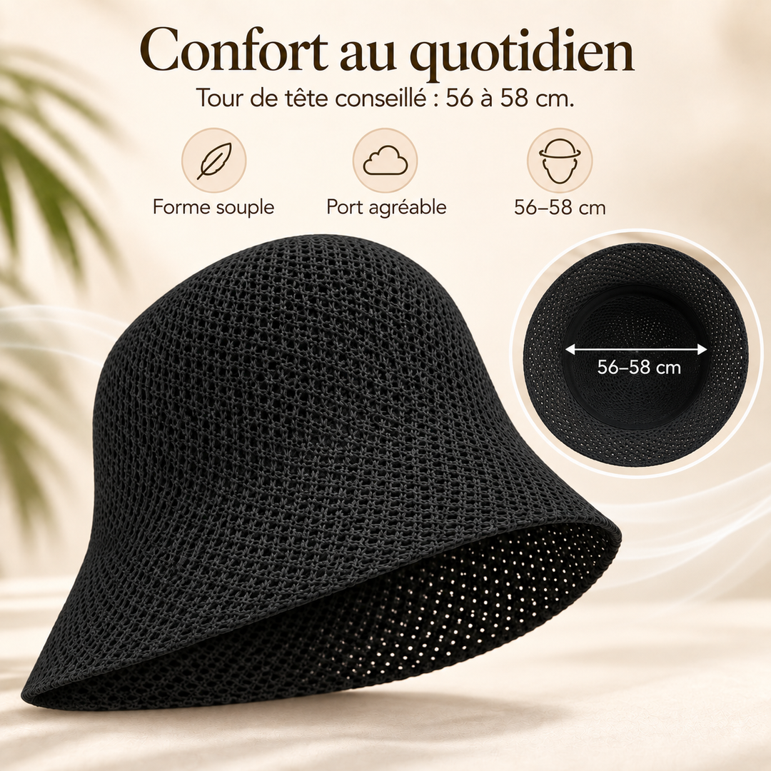 Chapeau femme été, léger, pliable. Protection UV efficace contre le soleil.