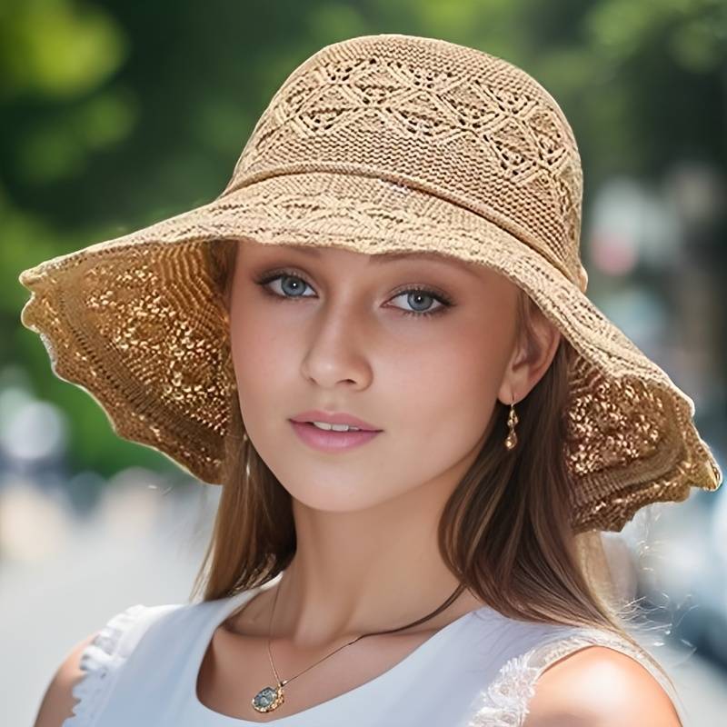 Accessoire d'été: Chapeau de soleil pliable en polyester pour femme, protection UV garantie.
