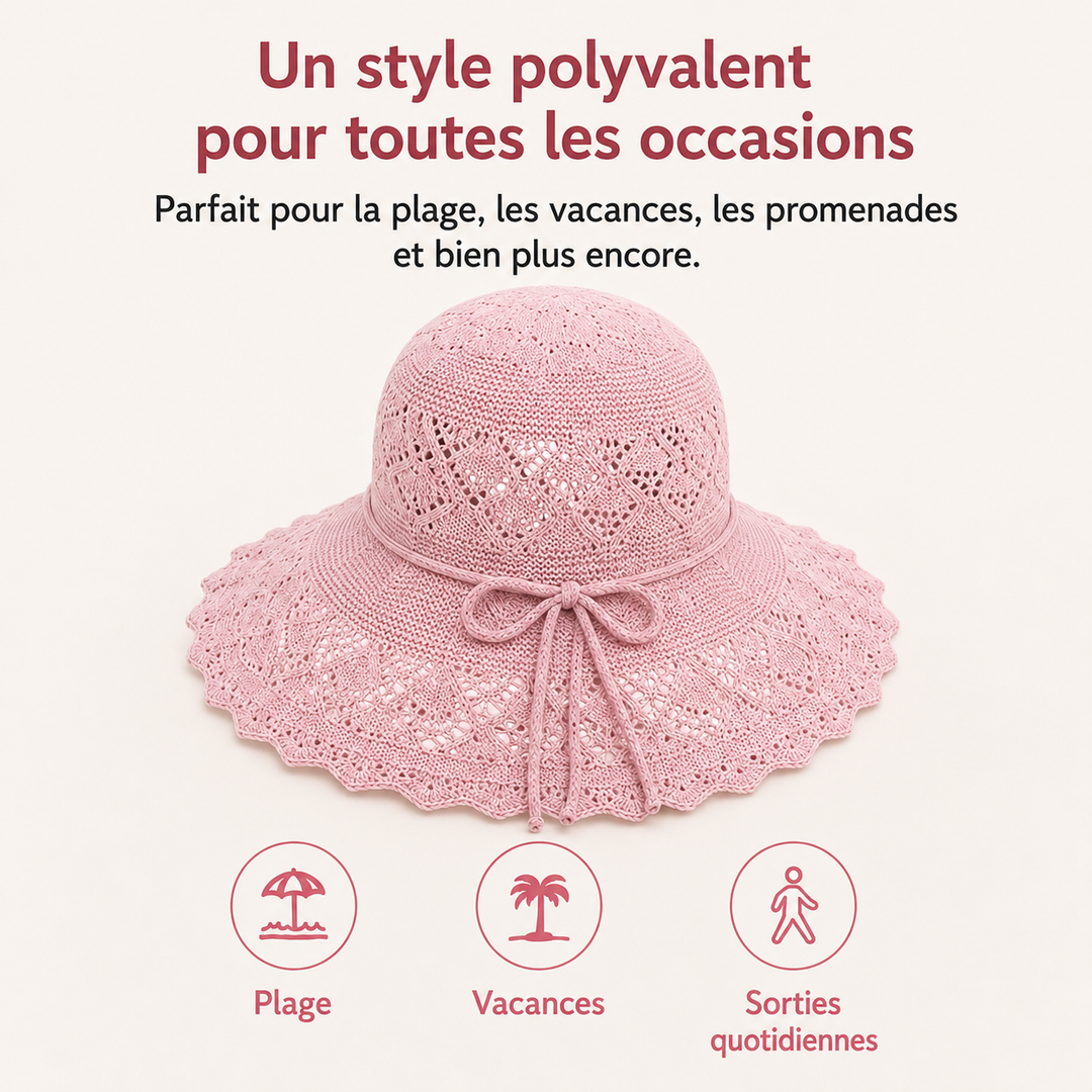 Style et protection: Chapeau de soleil femme pliable, chic pour l'été et les vacances.