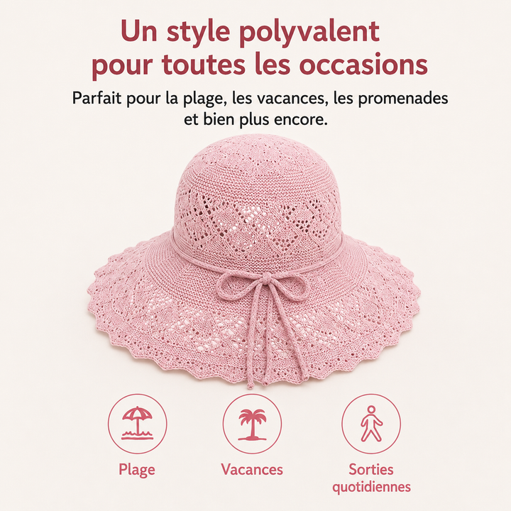 Style et protection: Chapeau de soleil femme pliable, chic pour l'été et les vacances.