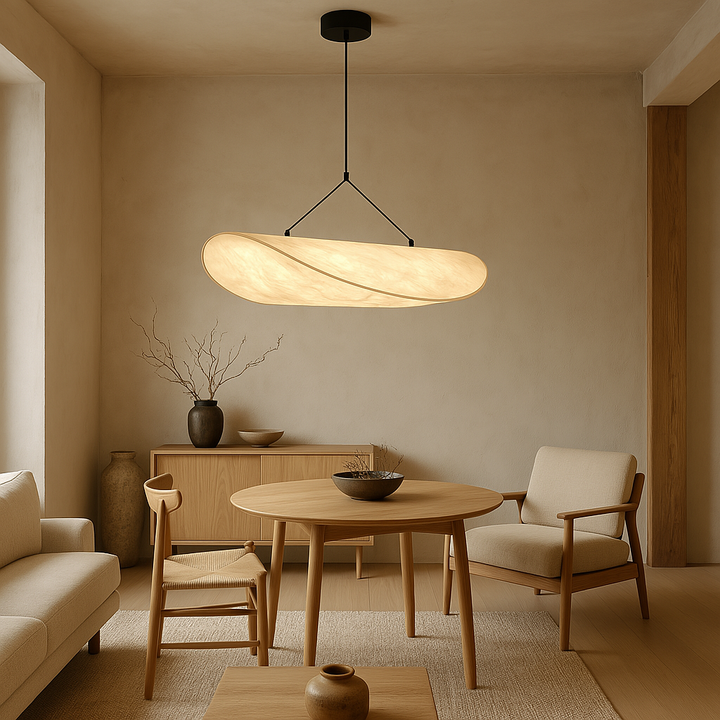 Lampe LED de plafond design scandinave-japonais en DuPont. Éclairage intérieur doux et esthétique pour salle à manger.