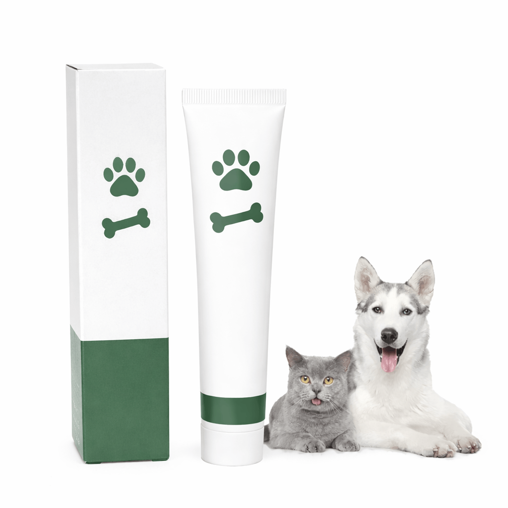 Tube de dentifrice pour chiens et chats, soin buccal complet. Combat tartre, plaque et mauvaise haleine.