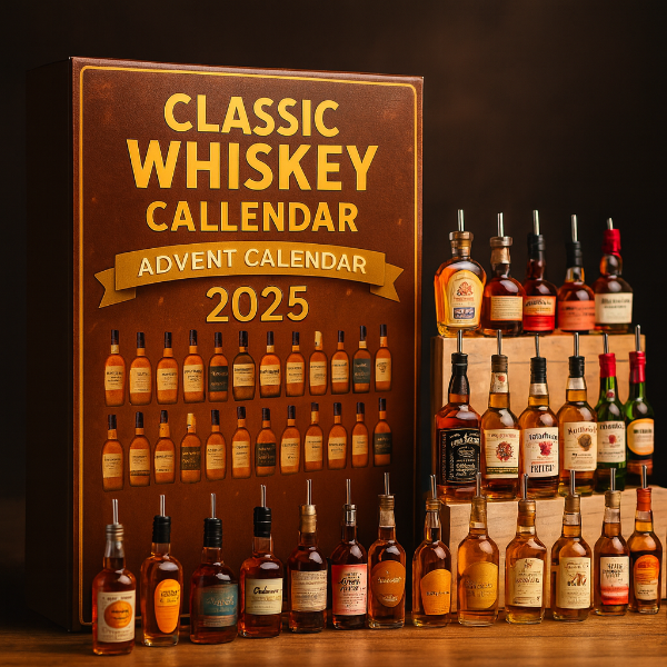 Calendrier de l'Avent whisky classique 2025 pour amateurs. Idéal pour Noël et collection de spiritueux.