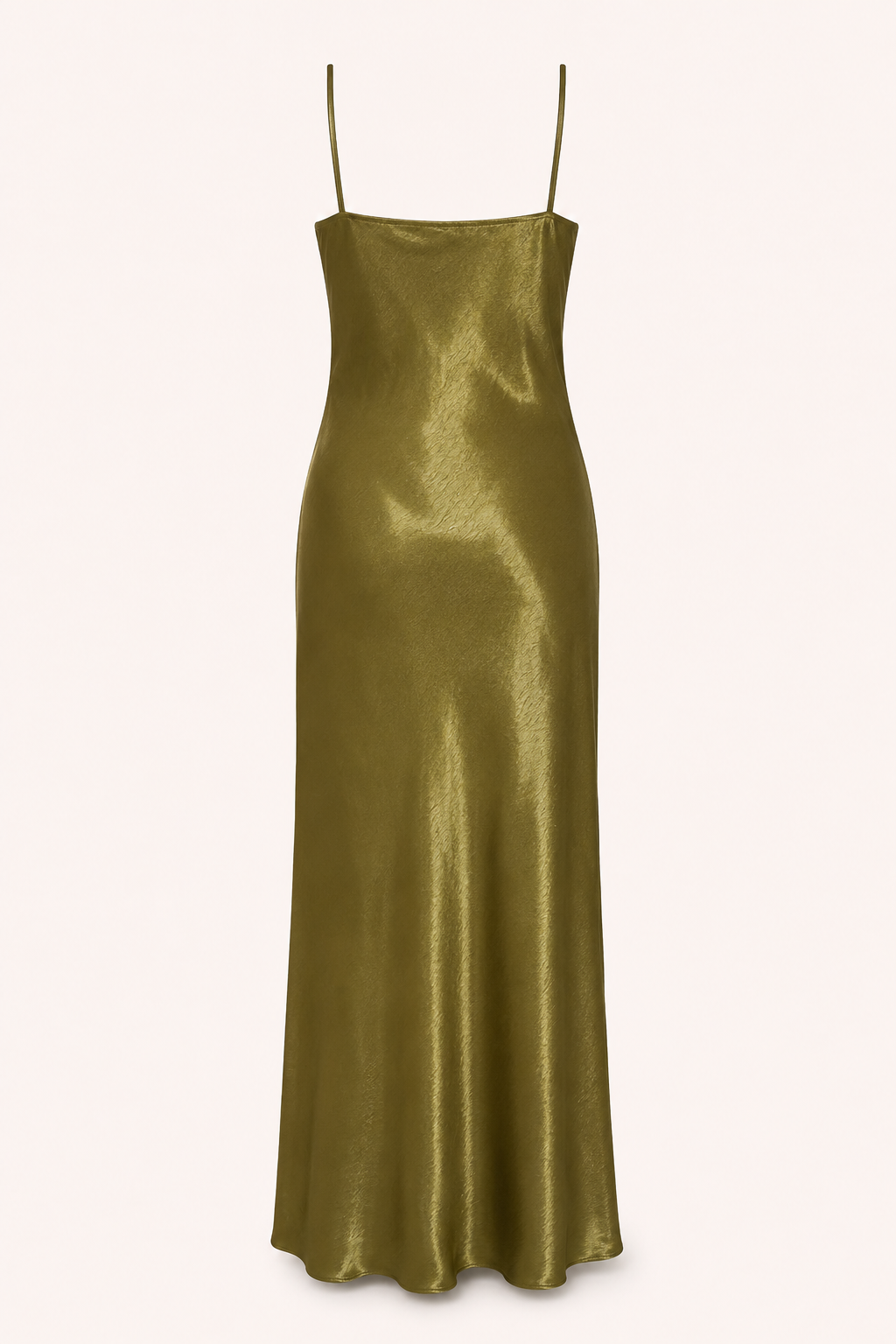 Robe midi femme chic et fluide, vert vibrant, style lingerie avec fines bretelles et décolleté en V. Confort d'été.