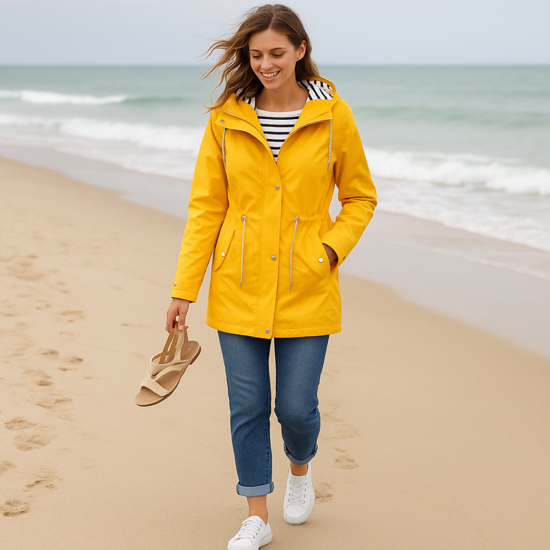 Parka femme en tissu résistant, imperméable, chaude et élégante pour l'hiver et la mi-saison.