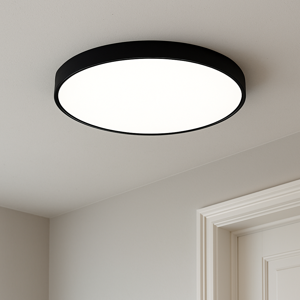 Lampe de plafond LED ultrafine moderne pour salon, design élégant et éclairage lumineux.