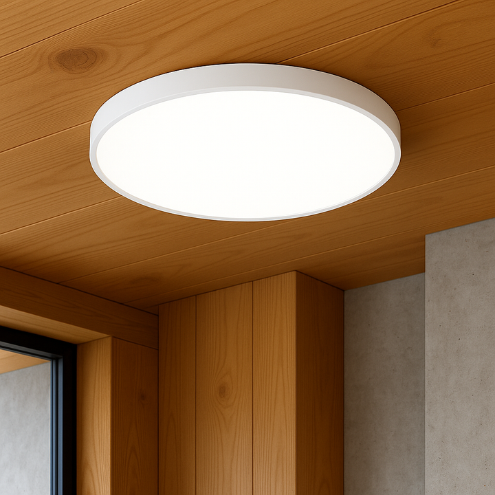 Lampe de plafond LED ultrafine, parfaite pour chambre ou cuisine, un éclairage moderne et discret.