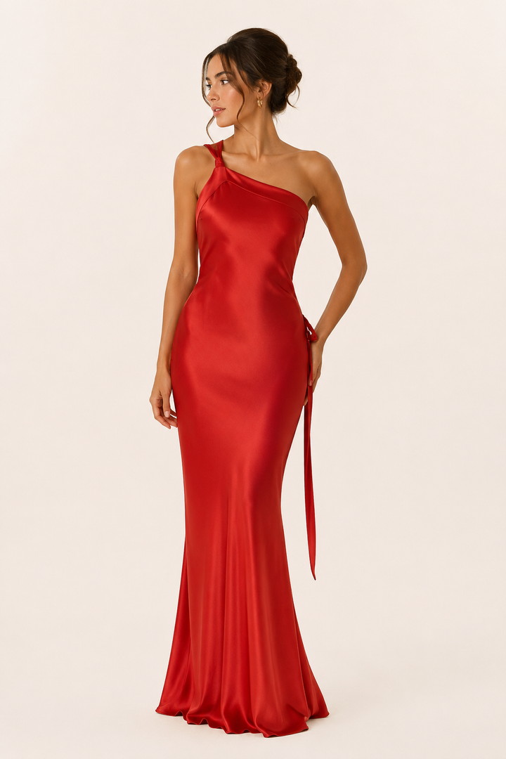 Robe longue élégante pour femme, style asymétrique, tendance printemps-été. Idéale pour événements chics.