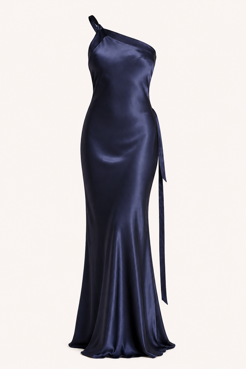 Élégante robe longue asymétrique femme, épaule unique, chic pour soirée, mariage ou bal. Tendance été.