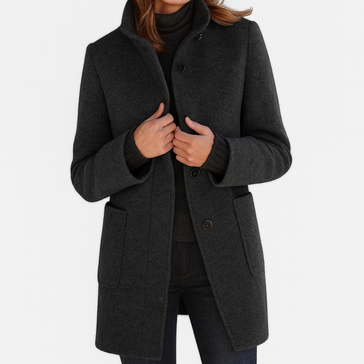 Manteau hiver femme élégant en laine mélangée. Idéal pour la mode automne-hiver.
