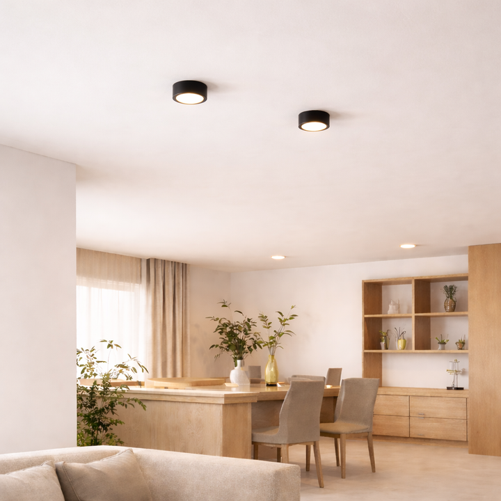 Plafonnier LED rond, éclairage d'ambiance économique pour salon ou chambre.