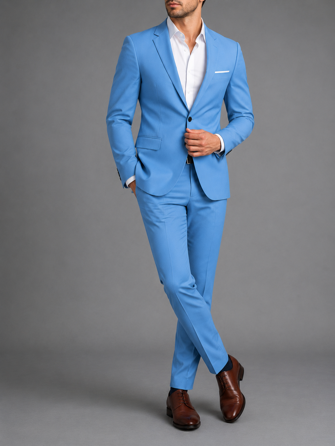 Costume homme élégant 2 pièces, veste et pantalon. Idéal pour mariage, bureau et occasions formelles.