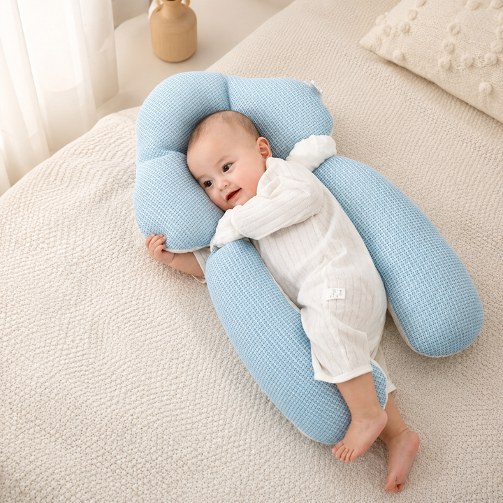 Coussin bébé portable pour poussette et voyage, assure confort et douceur au nouveau-né. Accessoire ergonomique.