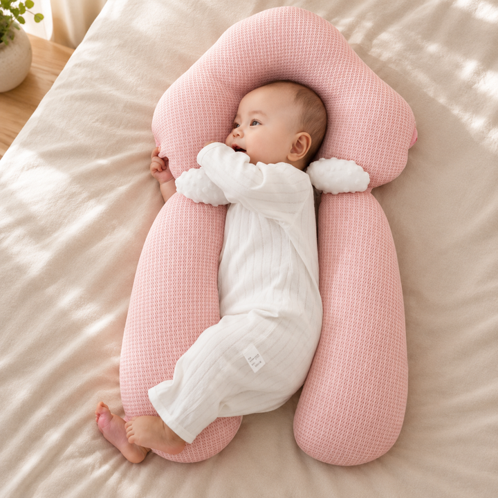 Coussin bébé ergonomique pour nouveau-né, offrant un soutien optimal et un sommeil doux. Idéal pour le confort.