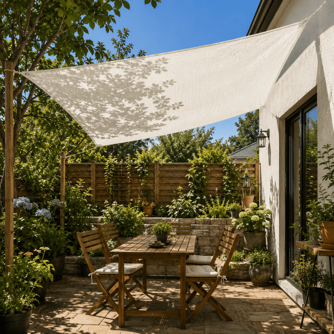Voile d'ombrage HDPE durable pour jardin, résiste aux UV, idéal pour terrasse et balcon.