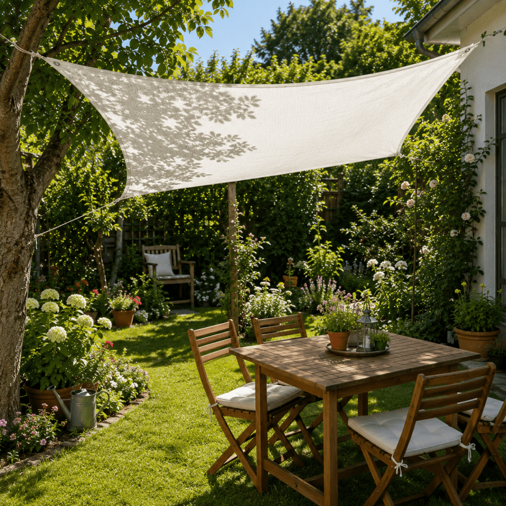 Pare-soleil HDPE résistant pour balcon, offre excellente protection UV et ombrage agréable.