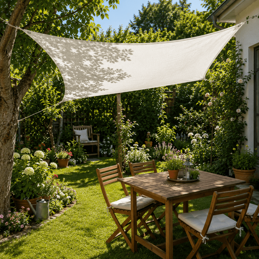 Pare-soleil HDPE résistant pour balcon, offre excellente protection UV et ombrage agréable.