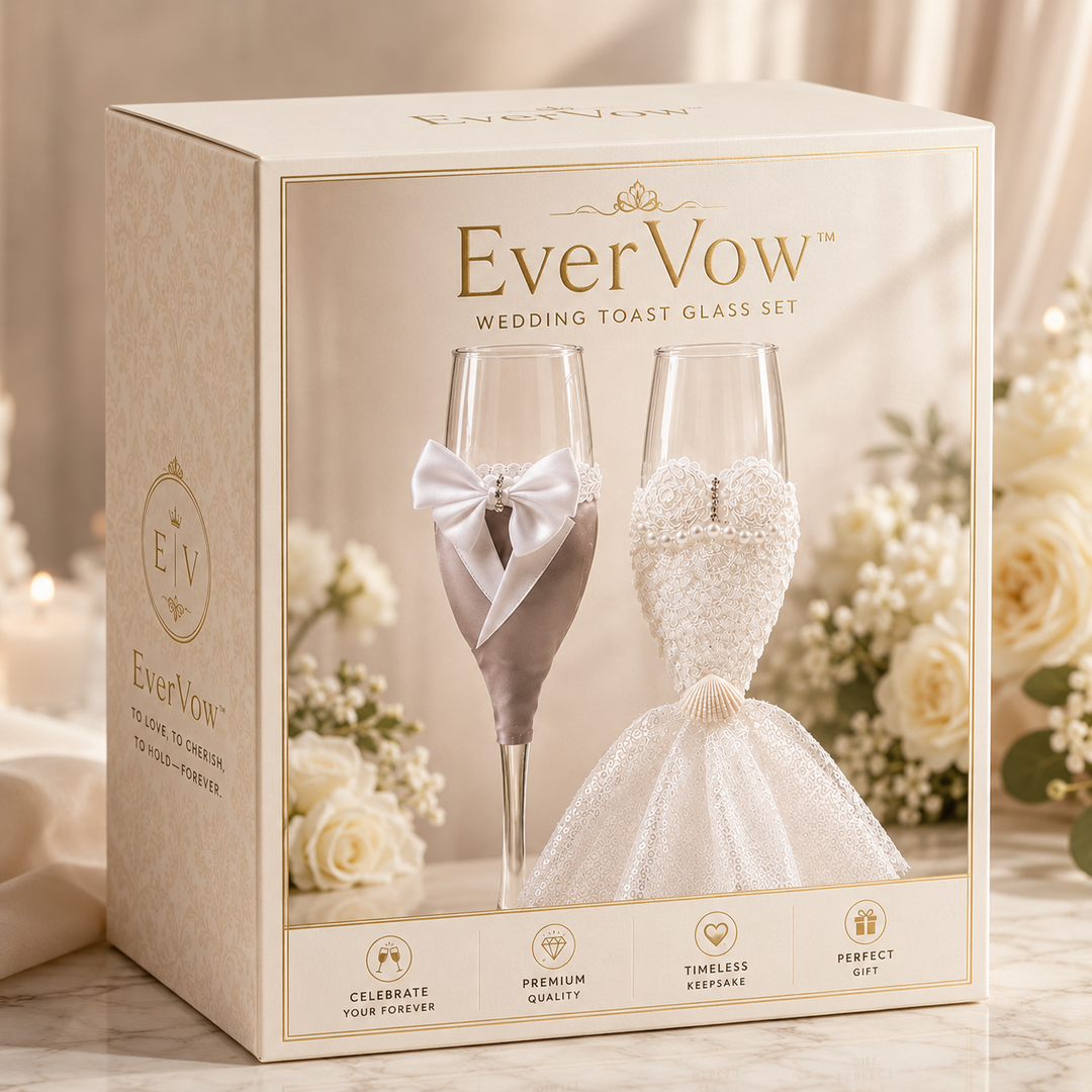 Accessoires mariage : lot de 2 verres à champagne décoratifs, élégants pour un toast nuptial inoubliable.