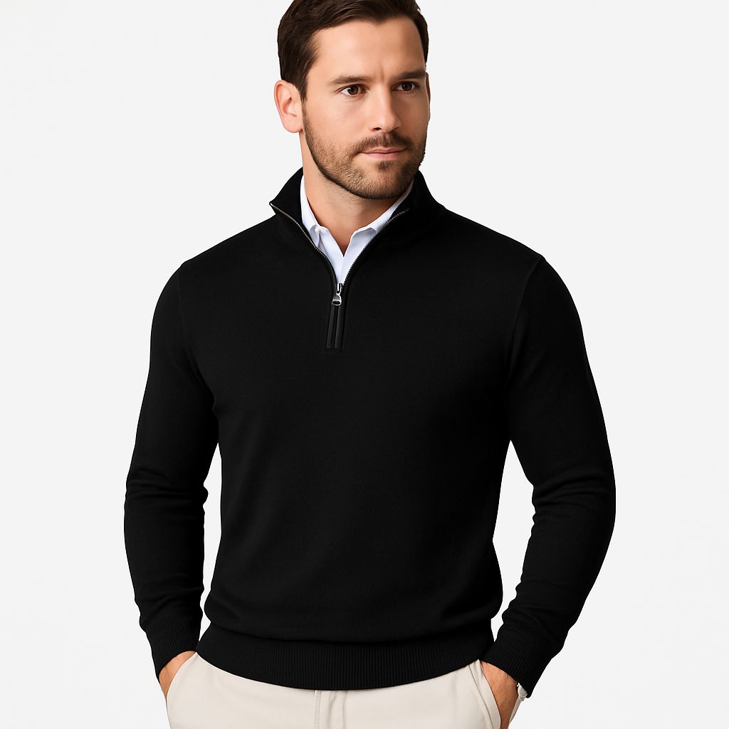 Pull homme, coupe moderne et élégante. Col zippé pratique, parfait pour un confort toutes saisons.