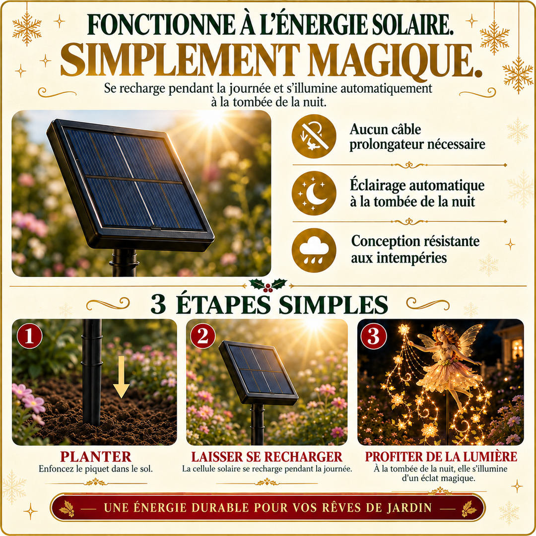 Lanterne solaire LED de jardin, créant une lumière d'ambiance magique pour la décoration extérieure nocturne.
