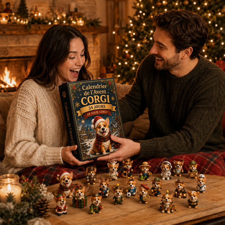 Calendrier de l'Avent Corgi 24 jours, décorations de Noël joyeuses pour les fêtes, un cadeau hivernal unique.