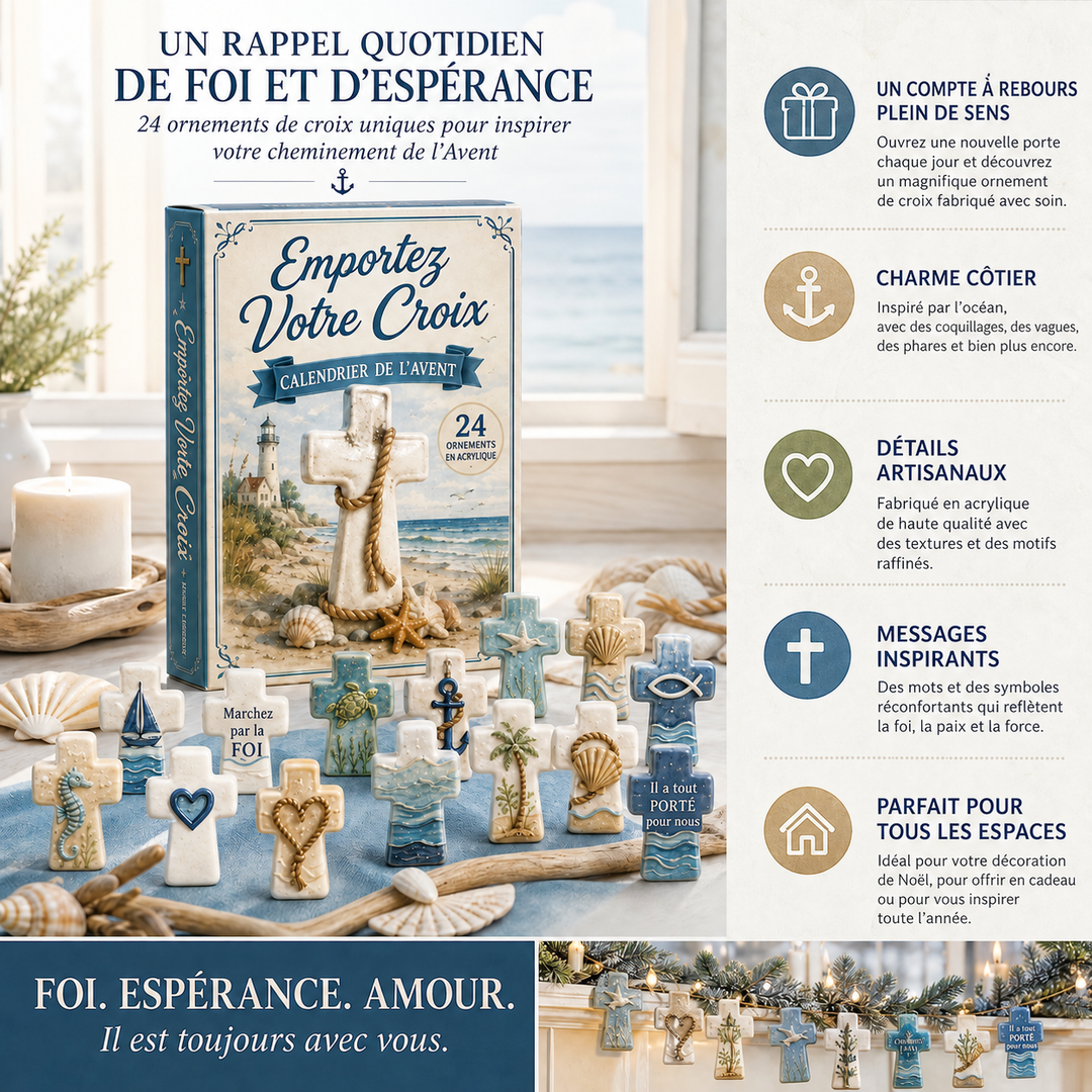 Calendrier de l'Avent chrétien pour Noël. Cadeau religieux pour la famille, favorise la foi et la réflexion spirituelle.