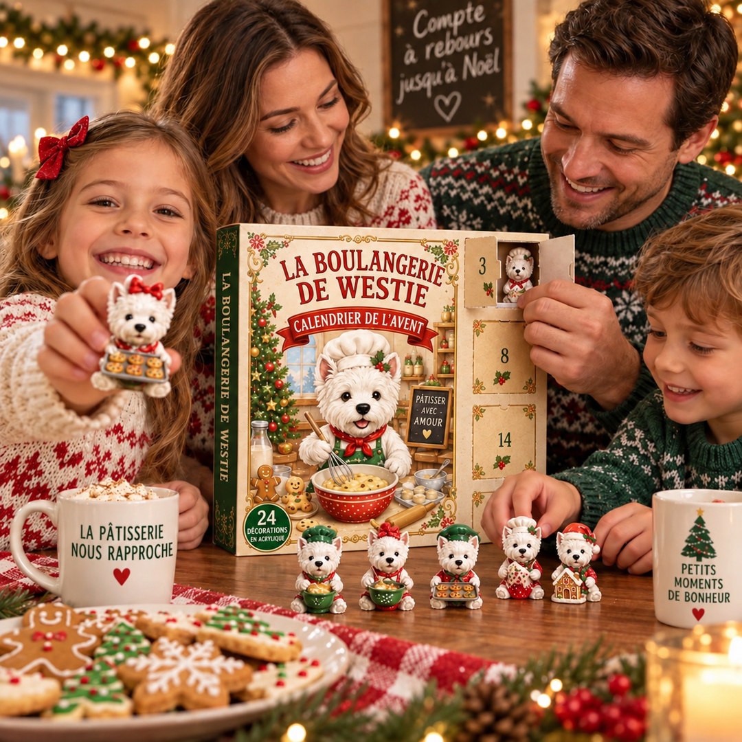 Boîte du Calendrier de l'Avent spécial animaux, avec des friandises type "boulangerie" pour un Noël savoureux.