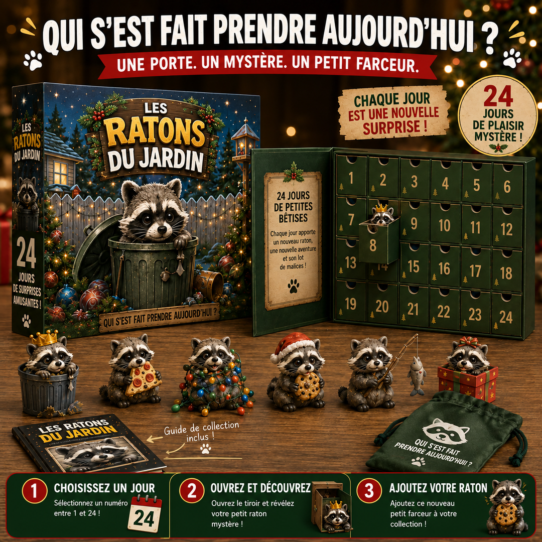 Calendrier de l'Avent Noël interactif, avec 24 cases pour découvrir une surprise quotidienne. Pour enfants et famille.