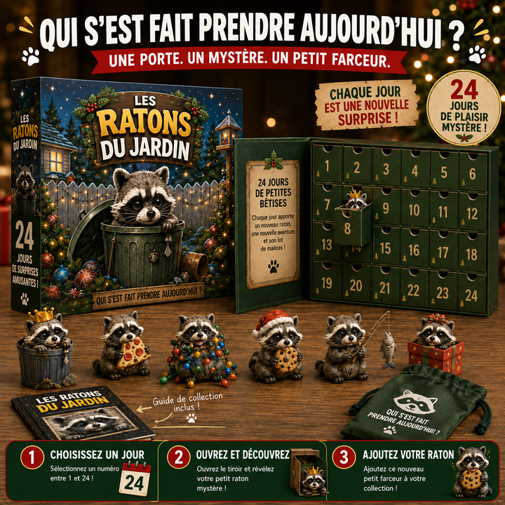 Calendrier de l'Avent Noël interactif, avec 24 cases pour découvrir une surprise quotidienne. Pour enfants et famille.